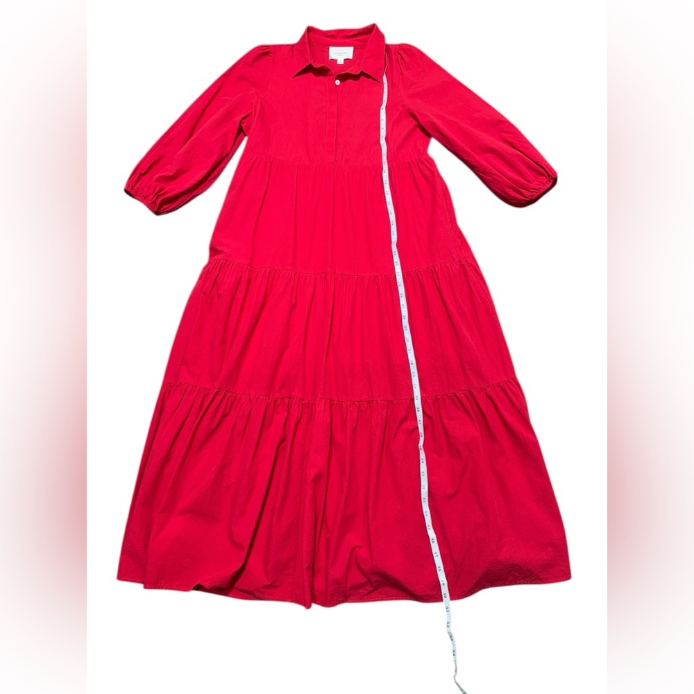 Pomander Place Bright Red Tiered Midi Dress - Picture 4 of 9